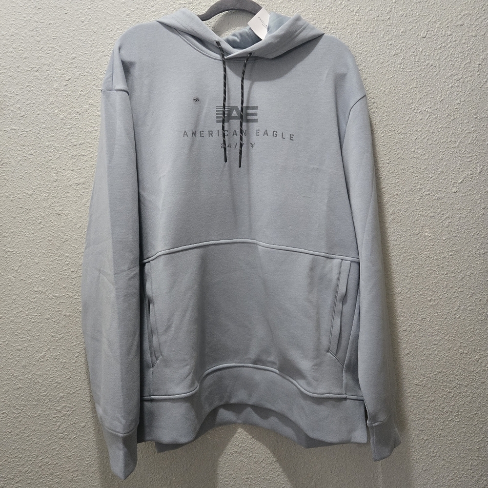 American Eagle Outfitters Men's Sky Blue Hoodie
